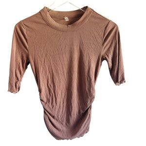 Free People Tan Short Sleeve Top